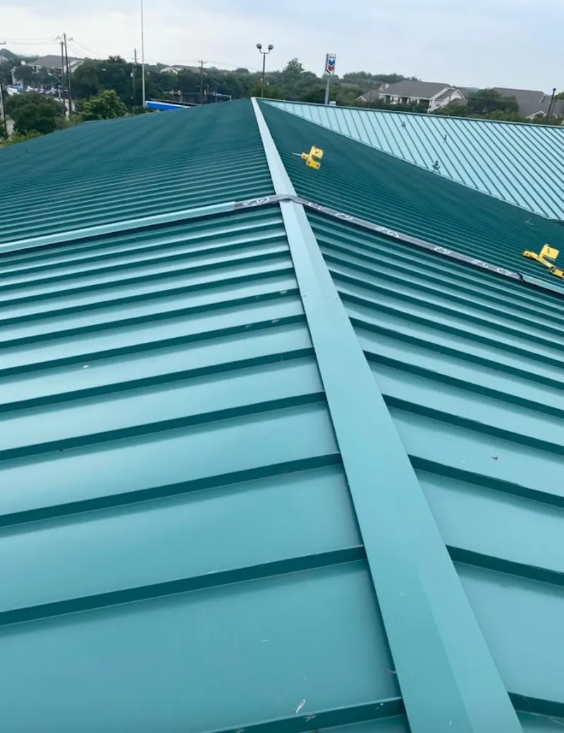Green commercial metal roof ridge and valley for Metal Roof Repair in Denville